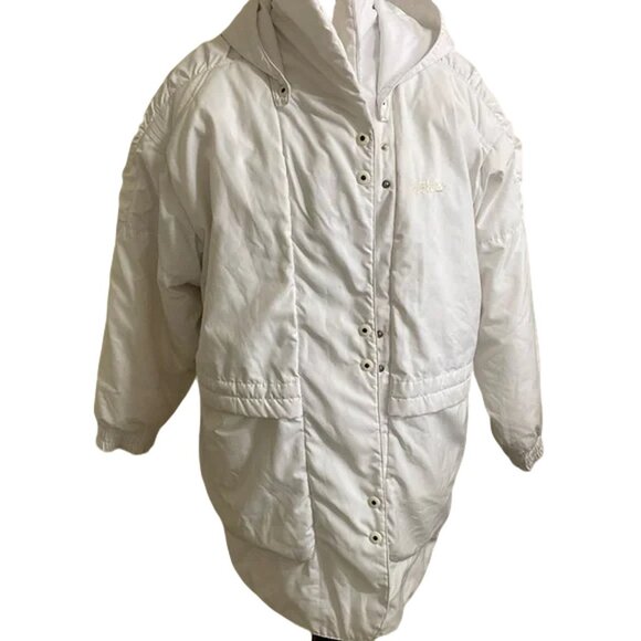 FILA Magic Line Vintage White Puffer Coat – Oversized Hooded Winter Jacket - Picture 1 of 7
